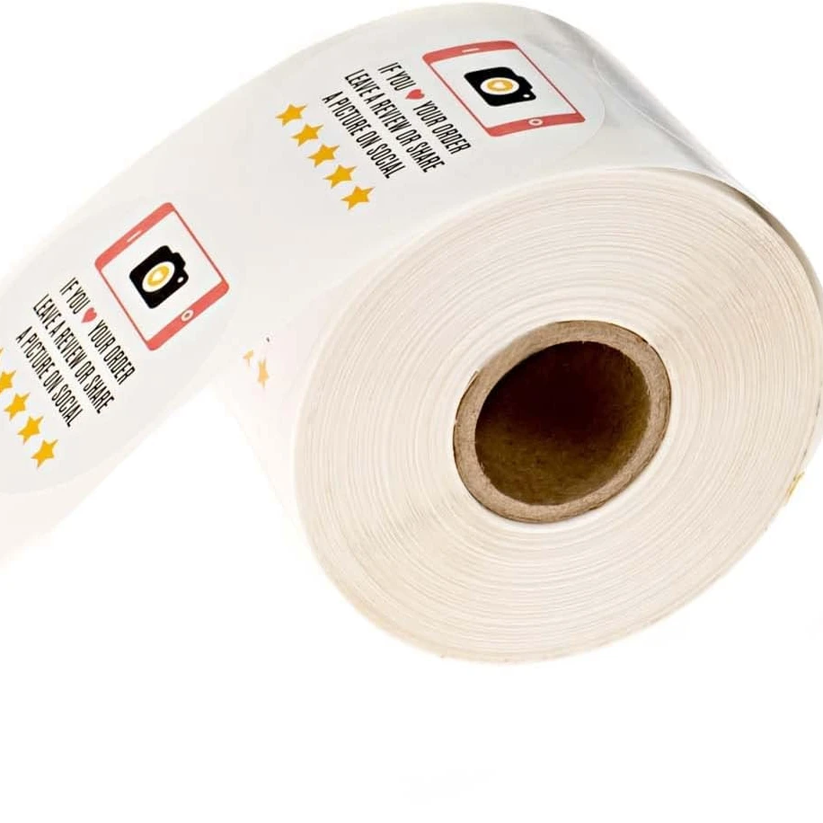 If you love you order leave a review labels cheerful circular stickers for small business packing decals for social media