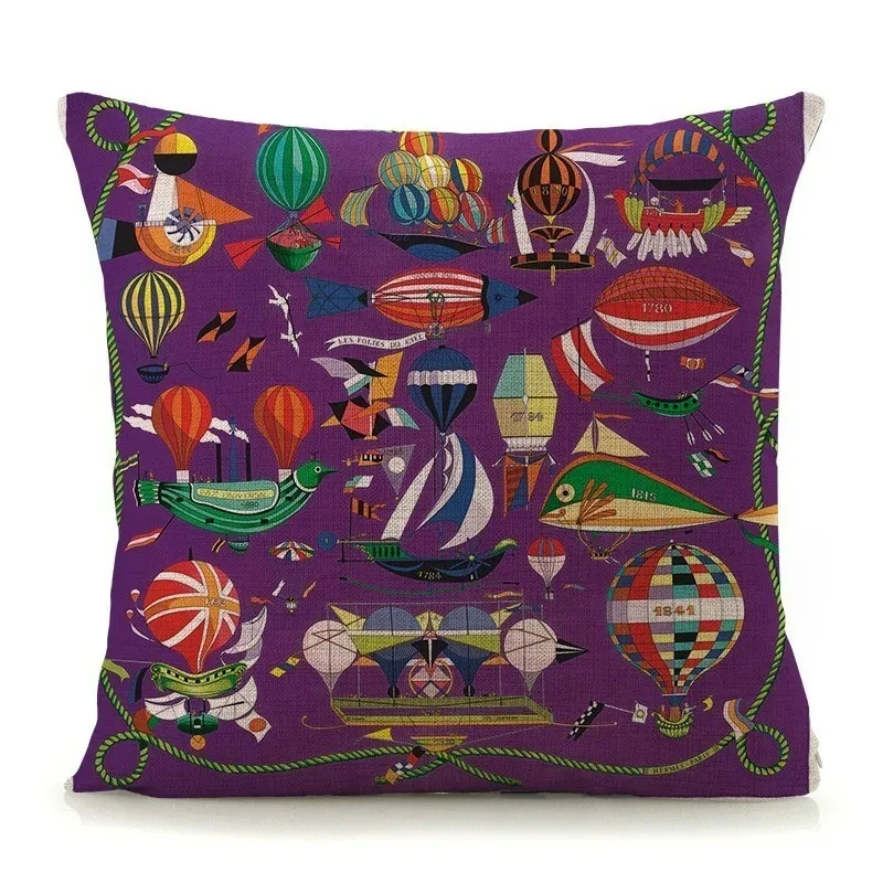 Couch Cushion Cover with Print  Embroidered Pillow Cover Cotton Linen Cushion Cover