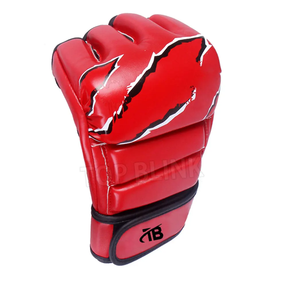 Wholesale Muay Thai MMA Half Finger Gloves Boxing Gloves Real Cowhide Leather MMA Gloves Youth
