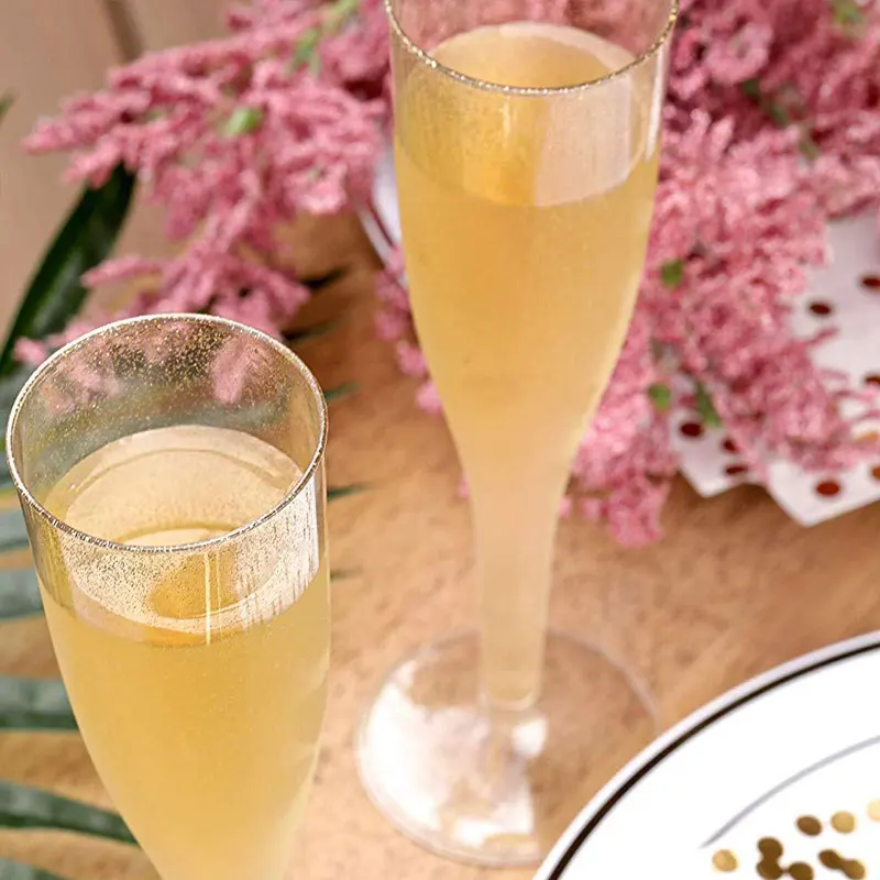 Decorative Fancy Wholesale Creative Quality Wedding Luxury Custom Plastic Flutes Champagne Glasses