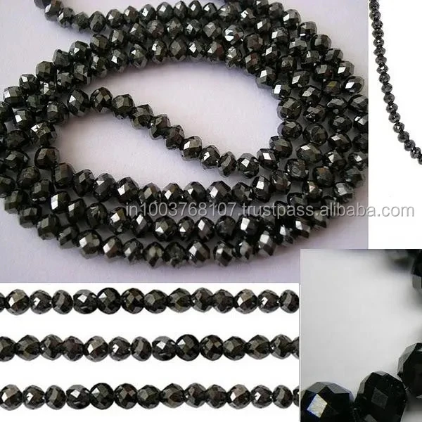Natural Zed Black diamonds round beads balls cut 2-3 mm size finest quality strings for jewelry