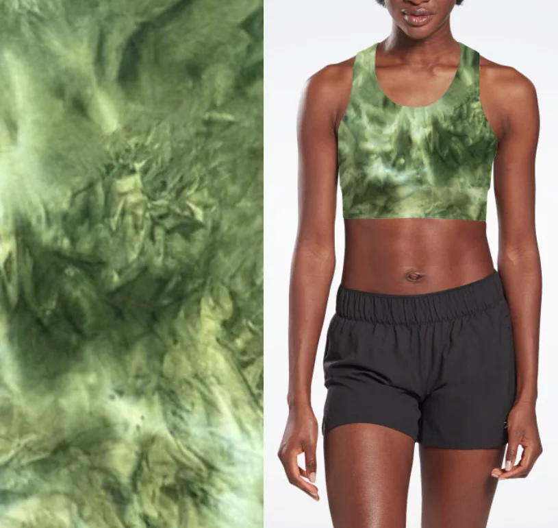 Quick dry   upf 50 recycled poly  Sports Bra stretch plain  colors  fabric for  Women Top