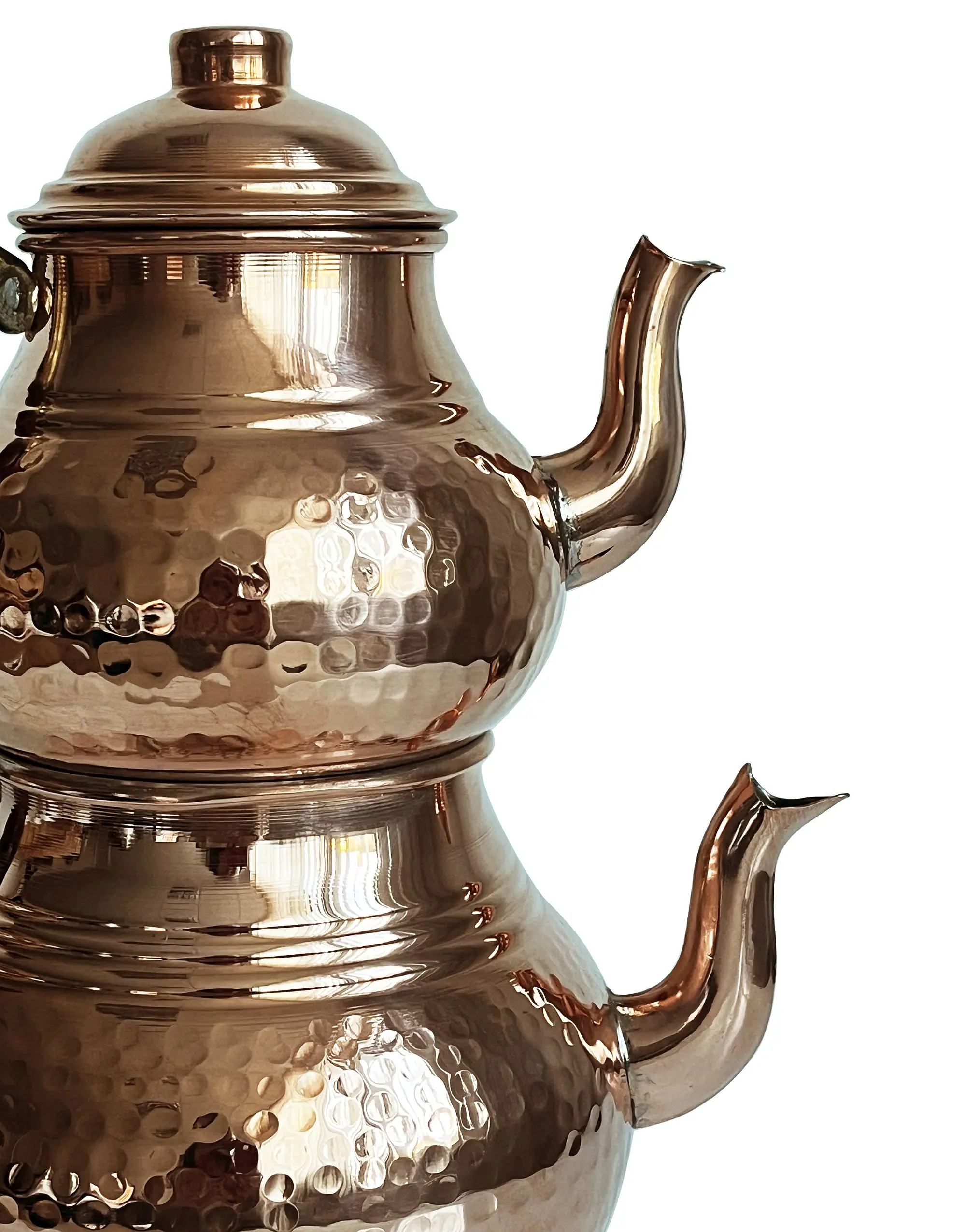 Handmade Hand Hammered  Copper Turkish Stovetop Teapot Set 850 ml + 1800 ml
