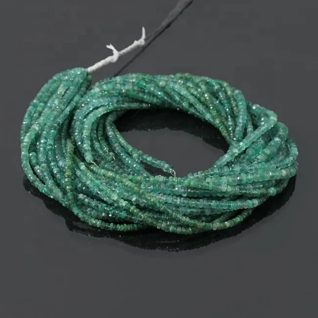 Emerald Bead Beautiful Green Color Roundel Shape Faceted Loose Jewelry Making Strand Precious Gemstone Beads