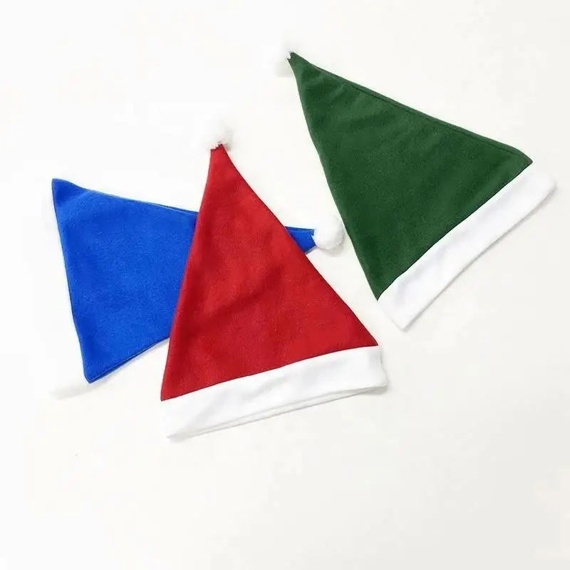 Factory Direct Price Plush Happy New Year Sublimation Christmas Santa Hat For Adults Custom Santa Hat