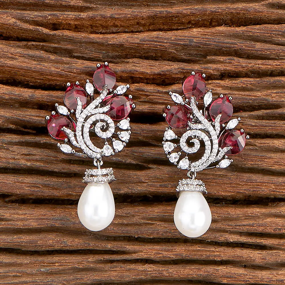 Stunning American Diamond Classic Short Cz Earring With Black Plating 428904 in Fashion Jewelry