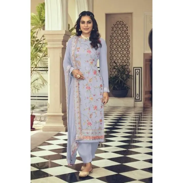 Indian Outfit New Arrival High Quality Heavy Faux Georgette Salwar Suit Zari With Sequence Embroidery Work Wholesale Supplier
