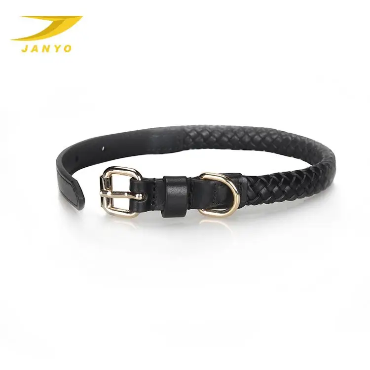 Genuine Leather Dog Collar OEM Wholesale Custom Luxury  Soft Braided Pet Collar Fashion High Quality Adjustable Dog Colar