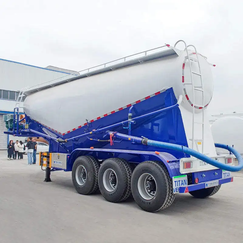 Latest TITAN 40 CBM 3 Axles Bulk Cement Trailer V Shaped Cement Tanker For Export