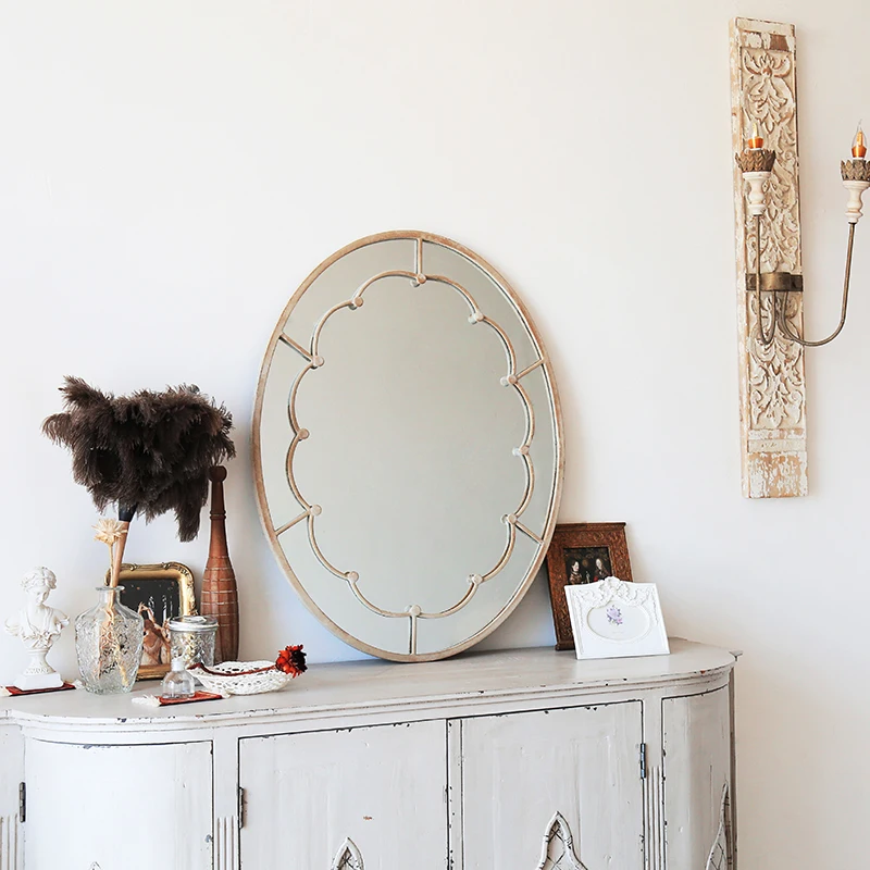 Large Oval Accent Home Decor Decorative Mirror Metal Frame Craft Irregular Oversized Decorated Wall Mirror