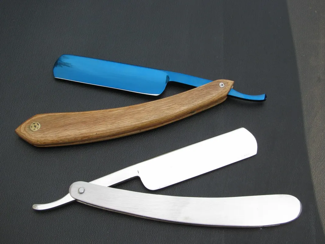 Barber Razor High Carbon Steel Beard Manual Razors Wooden Handle Blade razor With Customized logo