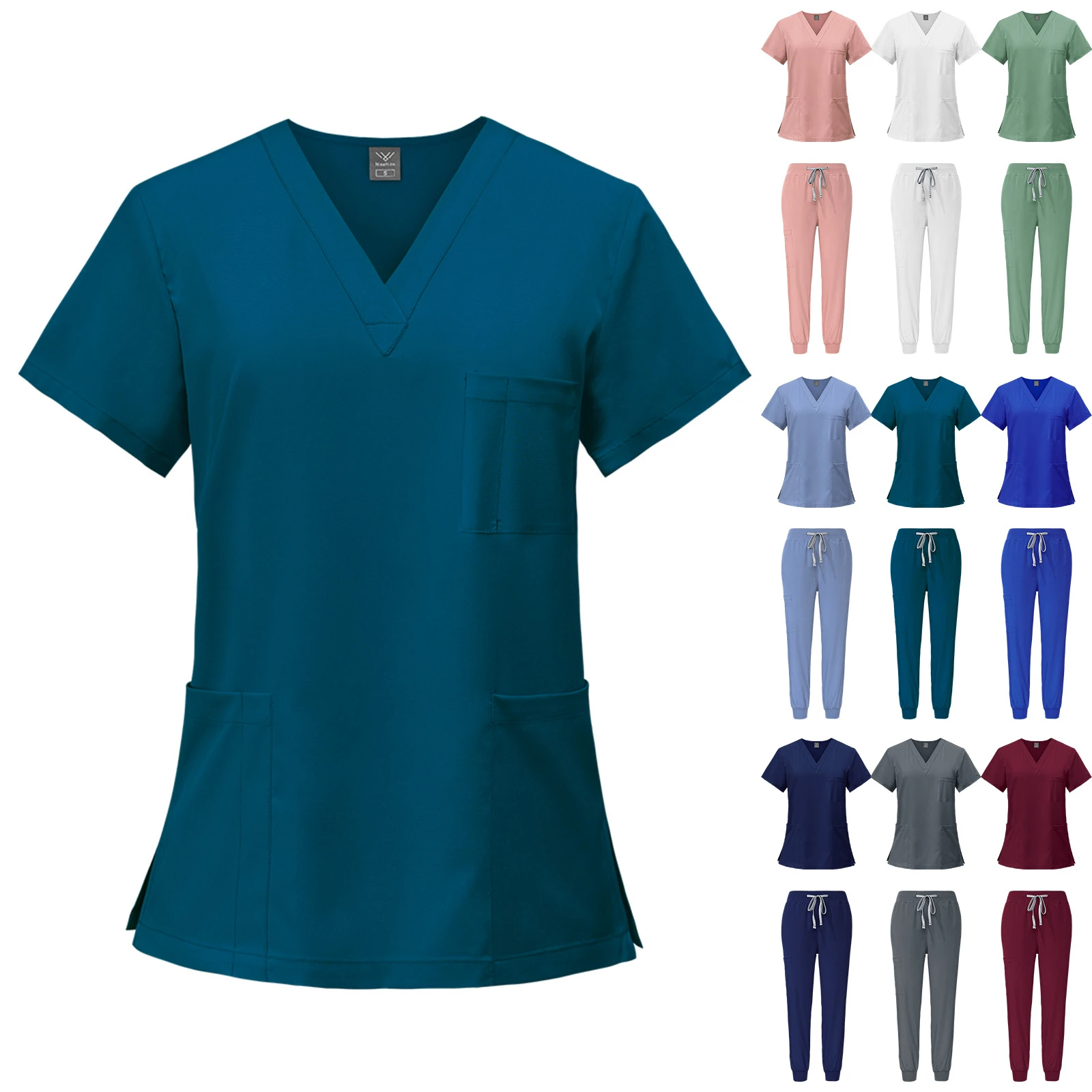 OEM Custom Nursing Doctor Scrubs Fashionable 2 Piece Jogger Spandex Custom Scrubs Uniforms Sets