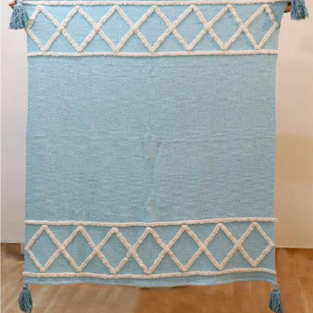 Красивое и красочное плетеное ворсовое одеяло с разным дизайном цвета слоновой кости ручной работы мягкая шерсть марокканский