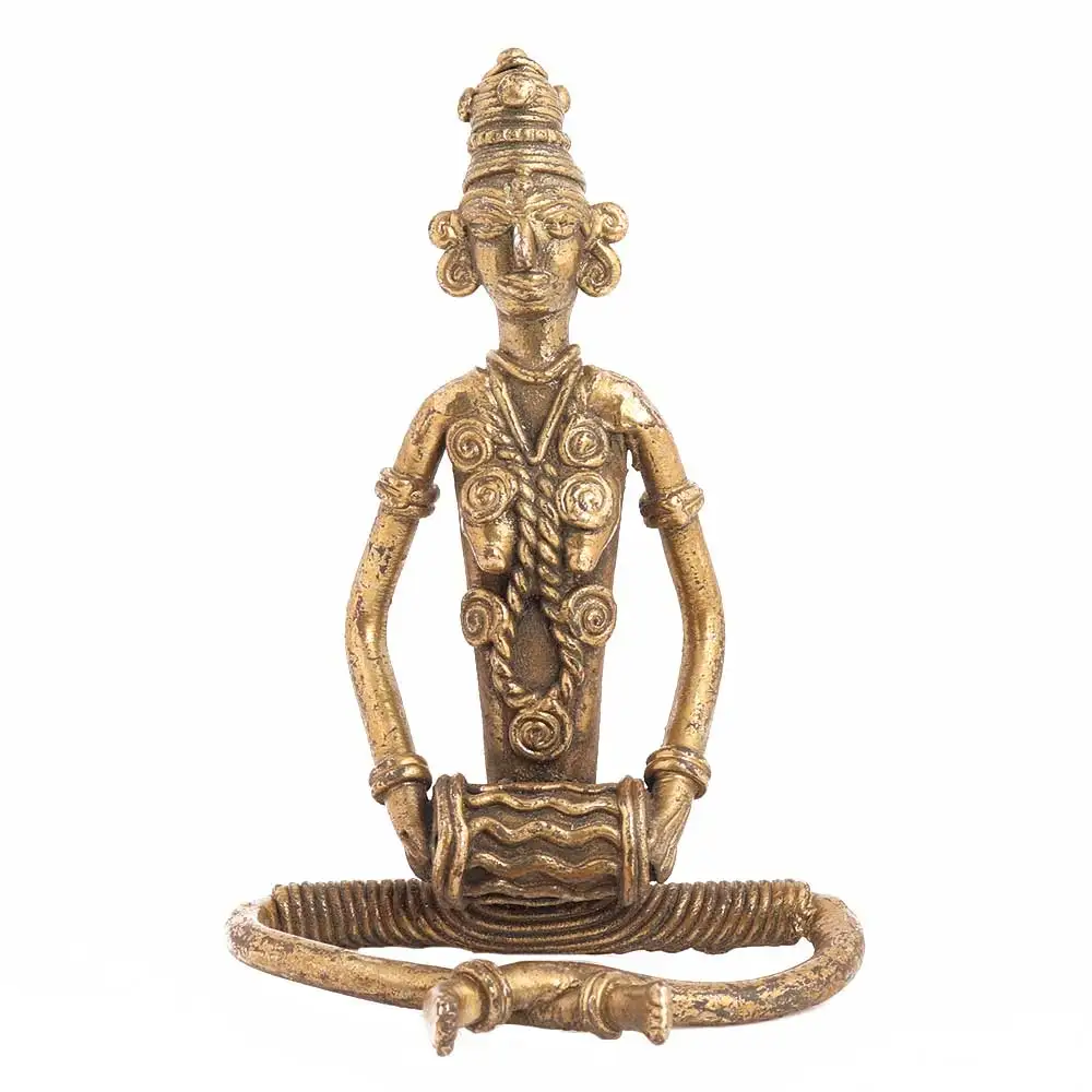 Handmade Indian Brass Antique Tribal Musician Sculptures Figurine Statue Home Decor Gift Items Height :12 cm SNS-1281