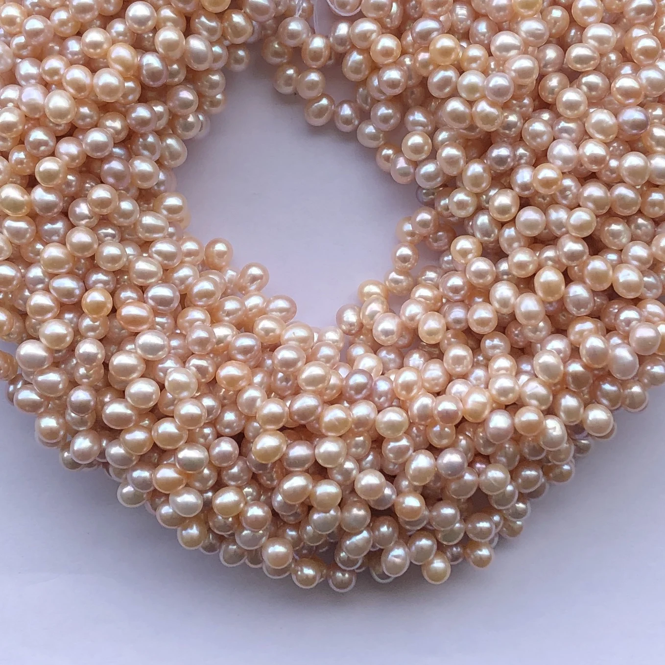 6mm 8mm Natural Pink Rose Gold Color Freshwater Pearl Stone Potato Side Drilled Gemstone Beads at Best Wholesale Factory Price