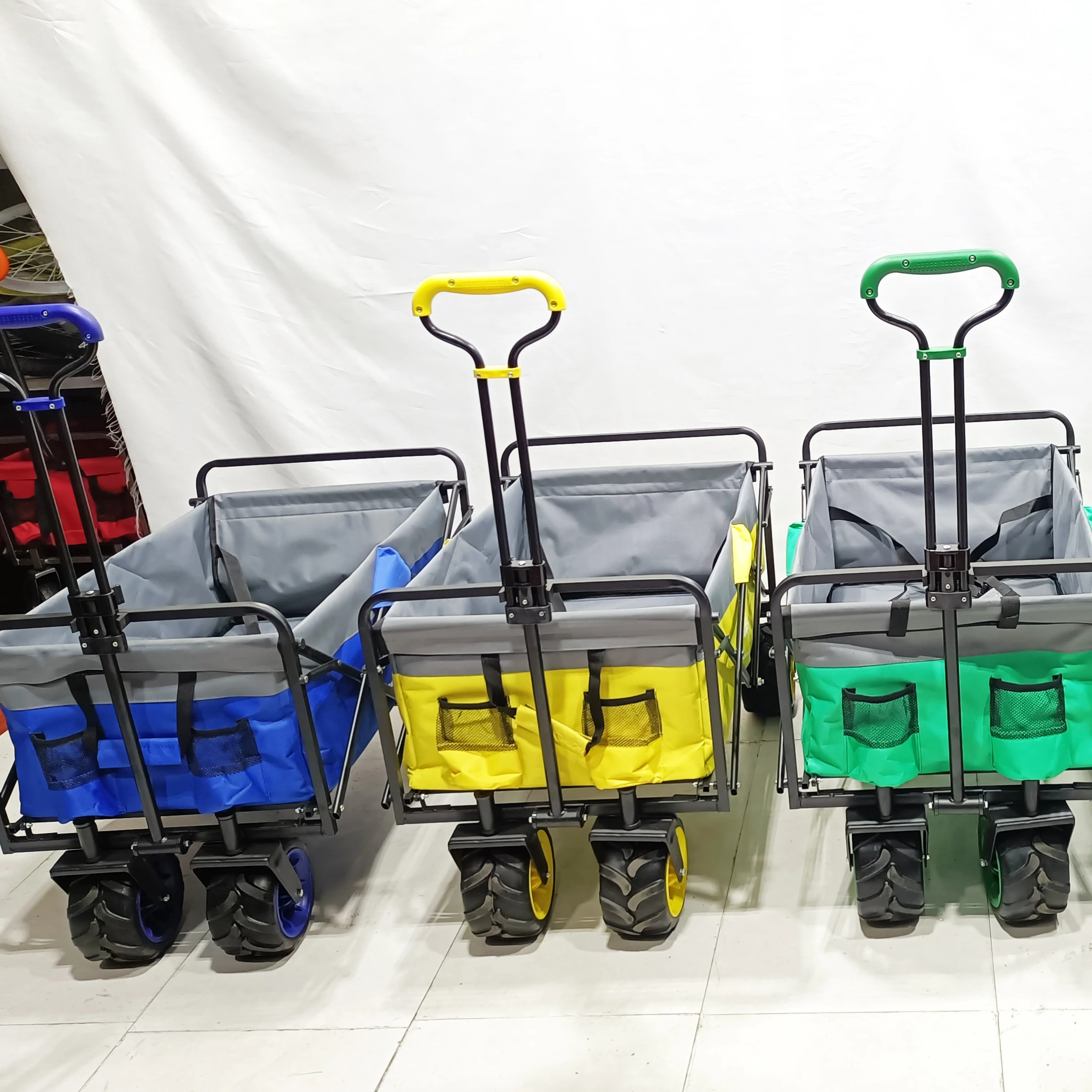 Wholesale Steel 600d Camping Garden Transport Folding Cart Collapsible Kids Wagon beach trolleyportable beach wagon trolley cart