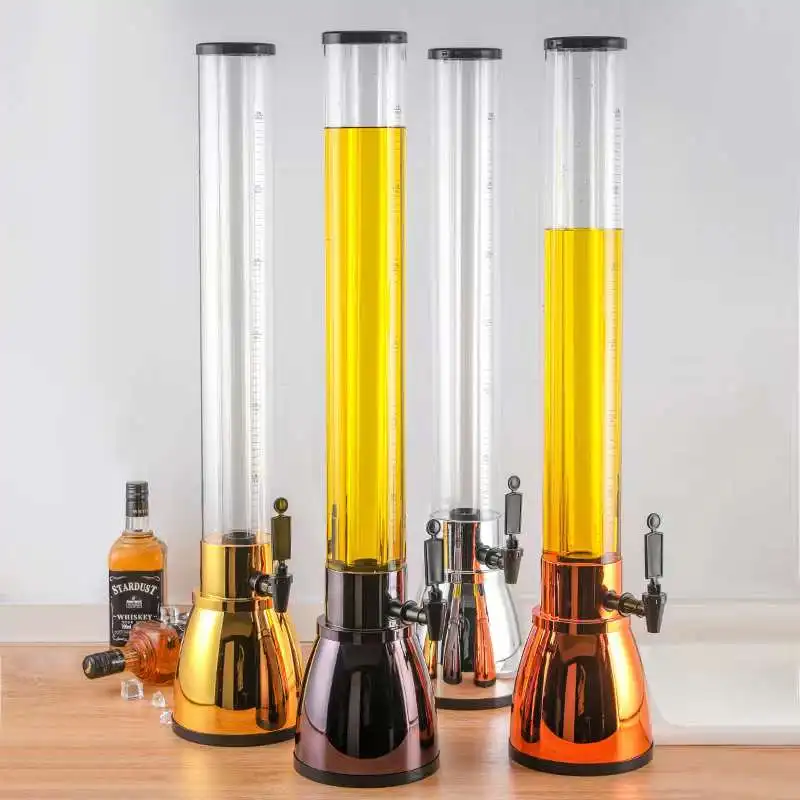 Hot sale Clear Beverage Tower juice Dispenser With Ice Tube 3L Beer Tower Dispenser