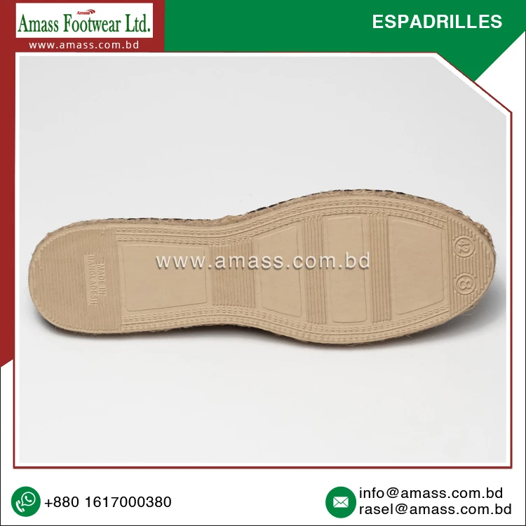 Global Supplier and Exporter of High Grade Best Selling Customized 100% Cotton Canvas Material Espadrilles Flats