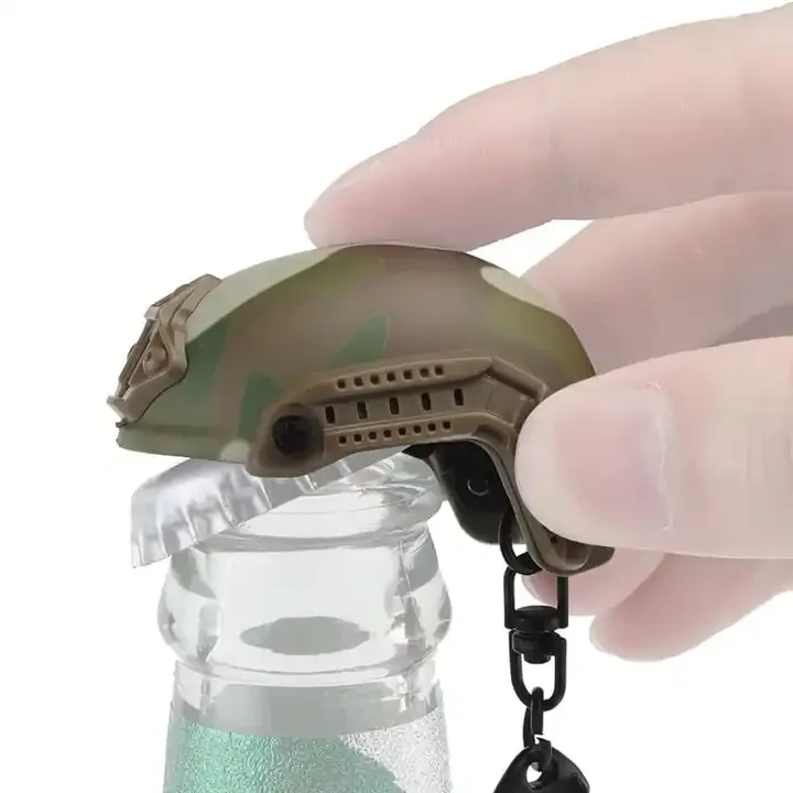 New Design Mini Plastic Beer Opener FAST Helmet Shape Keychain With Funky Bottle Opener for Decorative pendant BLACK