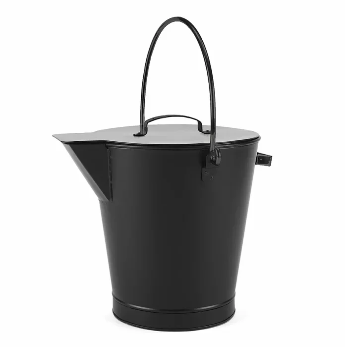 Standard  Design Ash Bucket With Black Powder Coated Gold Colour Handle Also  Bucket Fire Pit Accessories Wood Safe Basket