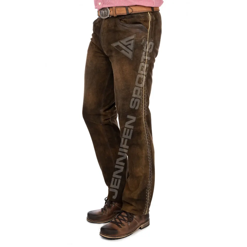 Stylish Bavarian Lederhosen PANT, Kniebund hosen, Men ledersosen trachten lederhosen leather pants with suspenders (Bavarian Gar