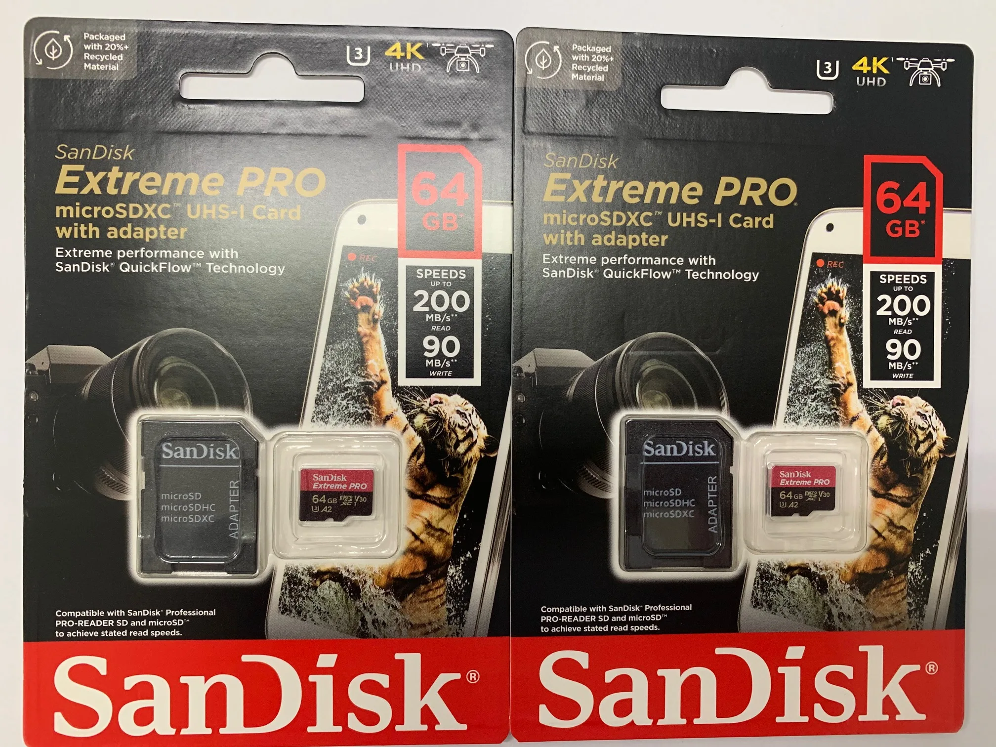 100% Original Sandisk SDSQXCU-064G Micro Secure Digital Card U3 A2 64GB R200W90