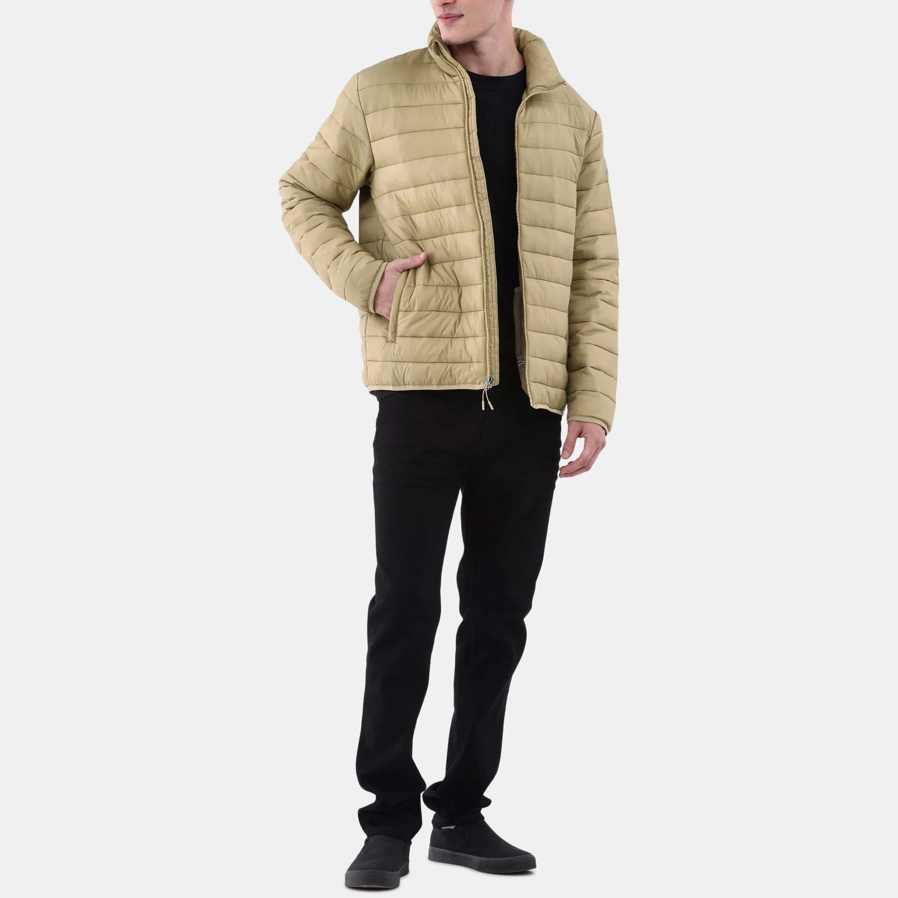 Мужская зимняя стеганая куртка с капюшоном