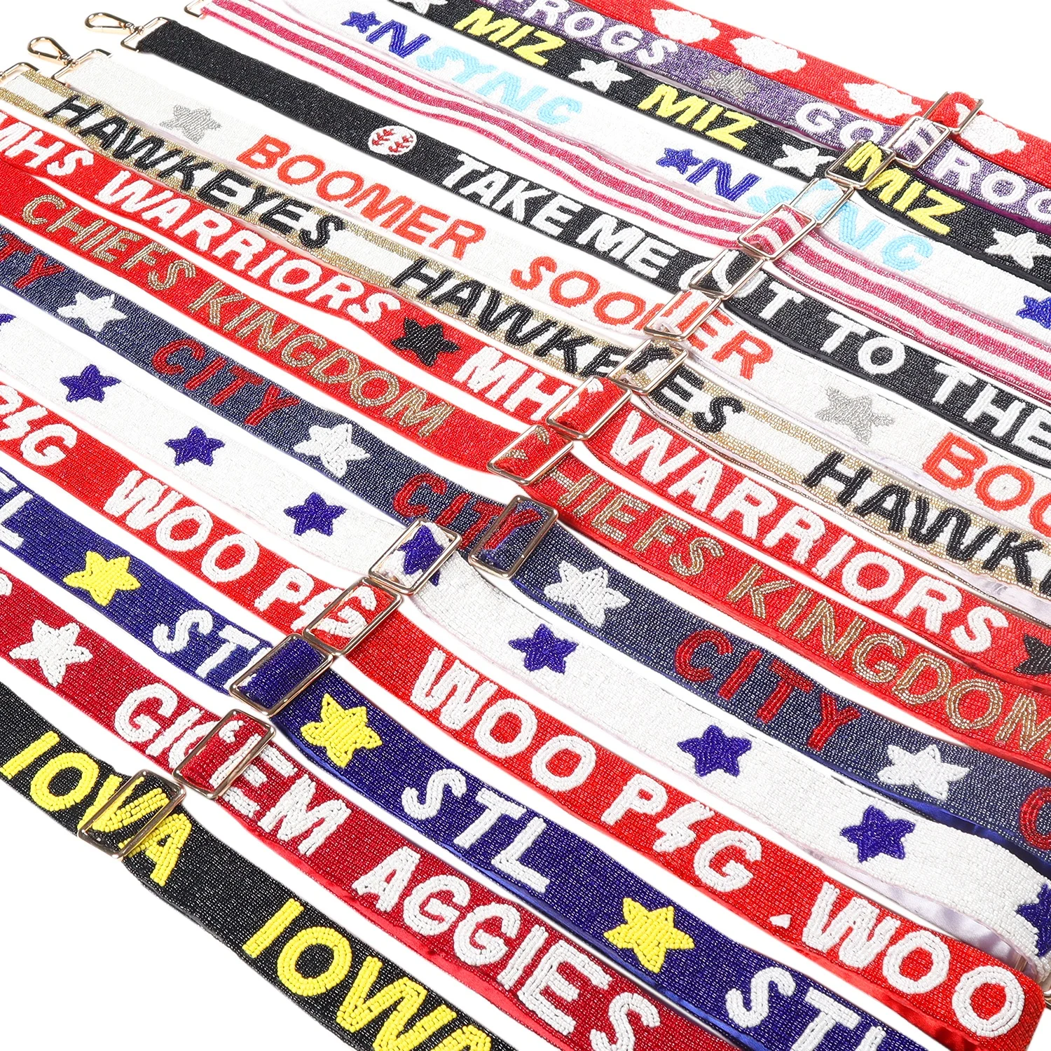 New Arrival Handmade Designer Ladies Beaded Mobile Phone Strap Seed Bead Guitar Strap Game Day Strap Clear Bag Strap Wholesale