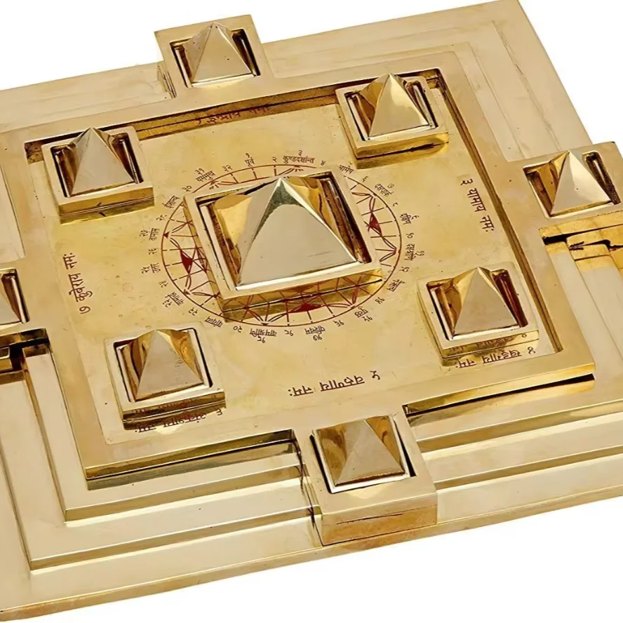 Латунная Пирамида Maha Vastu Purush Yantra Ashtadhatu Navgrah Chowki со съемными пирамидами металлический религиозный подарок с УФ-принтом