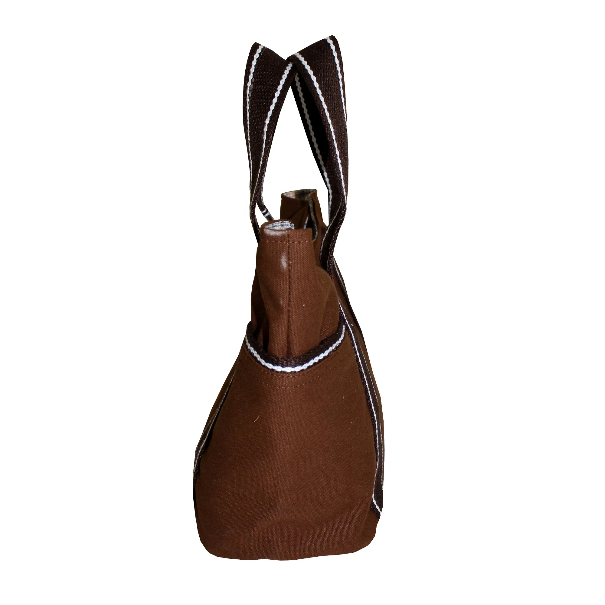 2024 Eco Friendly Cotton Custom Logo Canvas Tote Large Size Fashionable Shopping Bag Reusable Brown Color Cosmetic Bag For Women