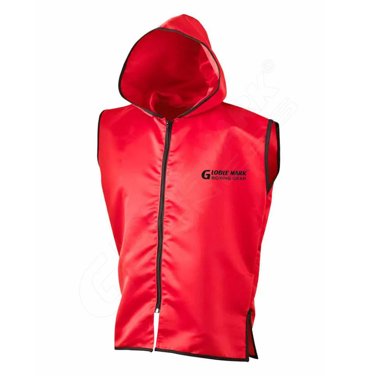 Unisex Personalized Satin Sleeveless Ring Jacket Adult Muay Thai Boxing Champions Competition Sleeveless Jacket With Hood