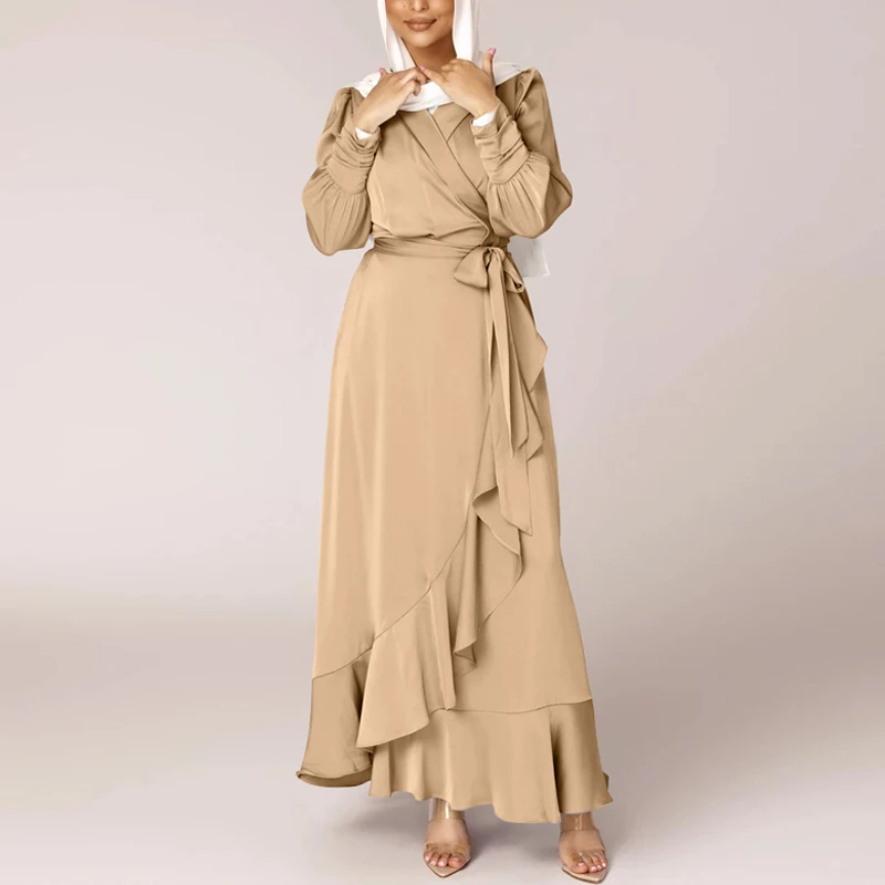 Abaya Turkish Dubai Hijab Muslim Dress Islam Clothing Abayas For Women Kaftan Caftan Female wear Solid color dress for women