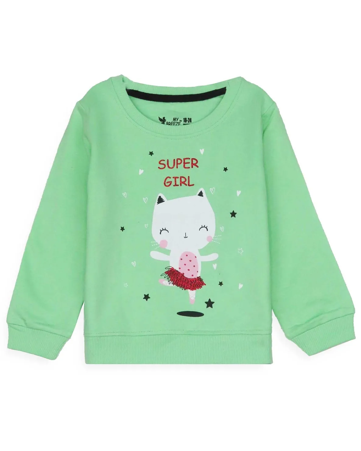 Wholesale Girls Sweatshirt Export Surplus Garments Stocklot BABY GIRLS SWEATSHIRT O-Neck Fleece Sweatshirt From India