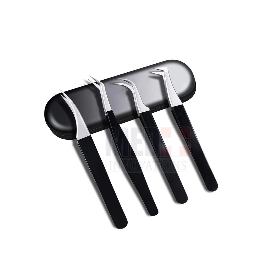German Stainless Steel Eyelashes Tweezers With Straight Curved And Pointed Tips Tweezers For Eyelashes Tweezers Set