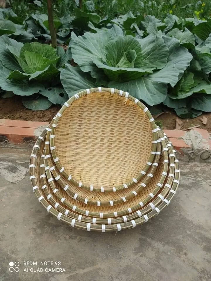 Bamboo Basket Made of Natural Bamboo Vietnam, Set of bamboo basket contains 5 different size, storage Basket meaningful gift
