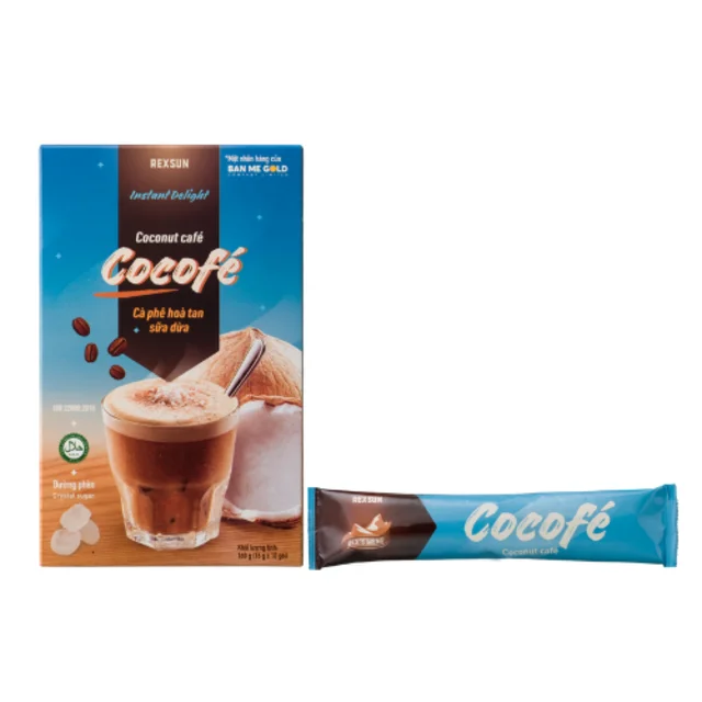 Coffee Mix COCOFE Coconut instant coffee 160g per box special smell and good taste - Rexsun brand made in Viet Nam