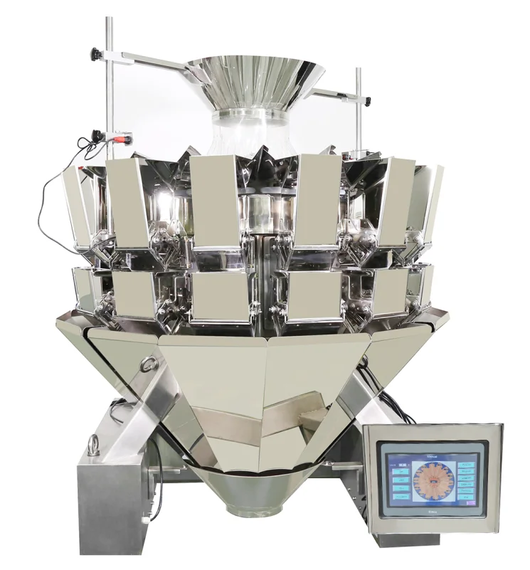 Automatic nitrogen potato chips corn puffed snacks popcorn snack packaging machine with 14 heads multihead weigher