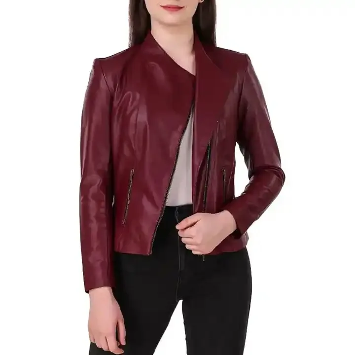 Custom Made Fashionable High Quality Women Stylish Leather Jacket In Different Colors Available In Good Price