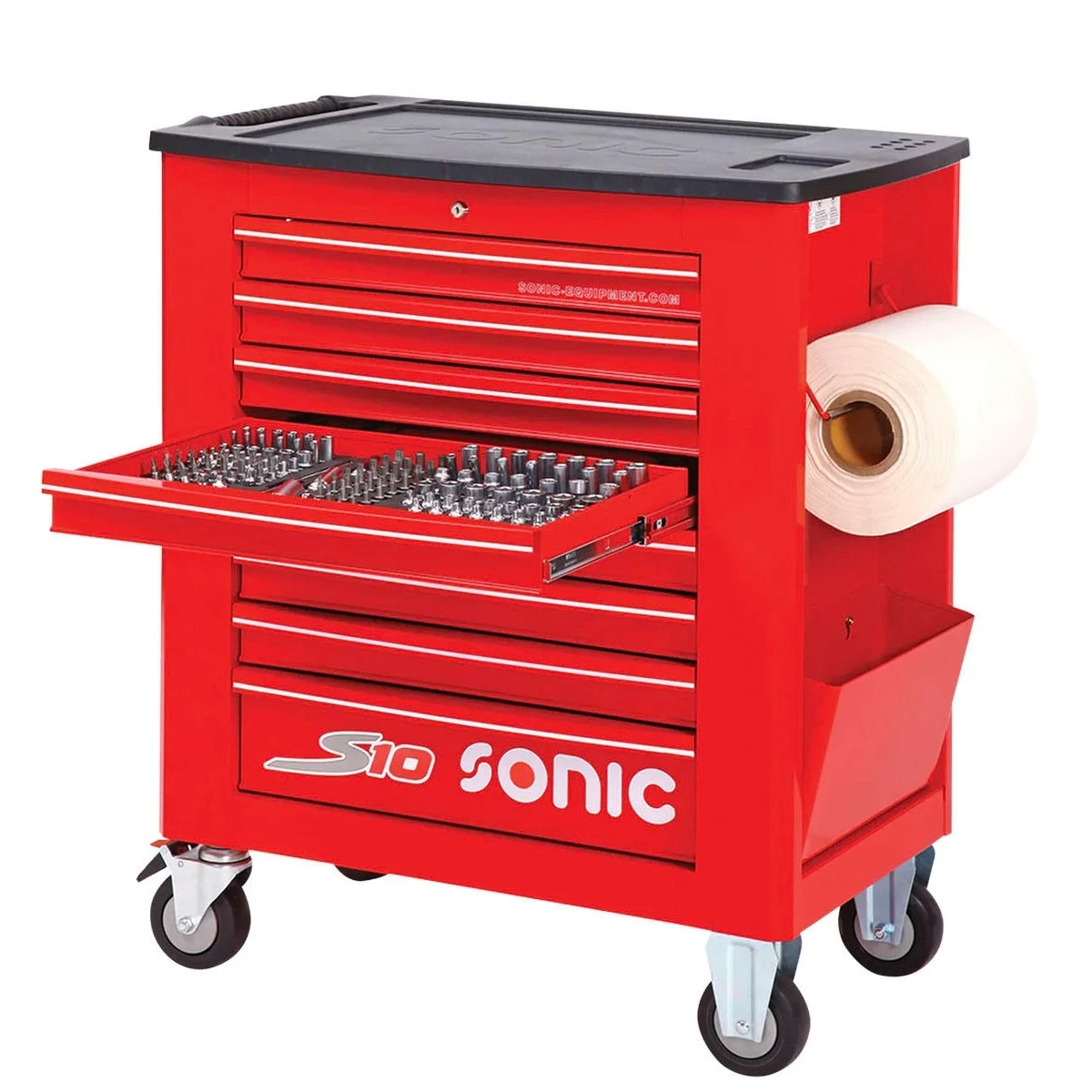 Best Grade High Quality New Black 8-Drawer Trolley with 328PCS Tools 878mm Sonic Top Best S10 8-Drawer Tool Box