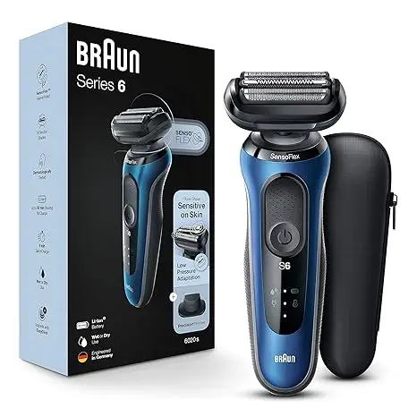 Braun Electric Razor for Men, Series 6 6020s SensoFlex Wet & Dry Foil Shaver with Precision Beard Trimmer,Travel Case