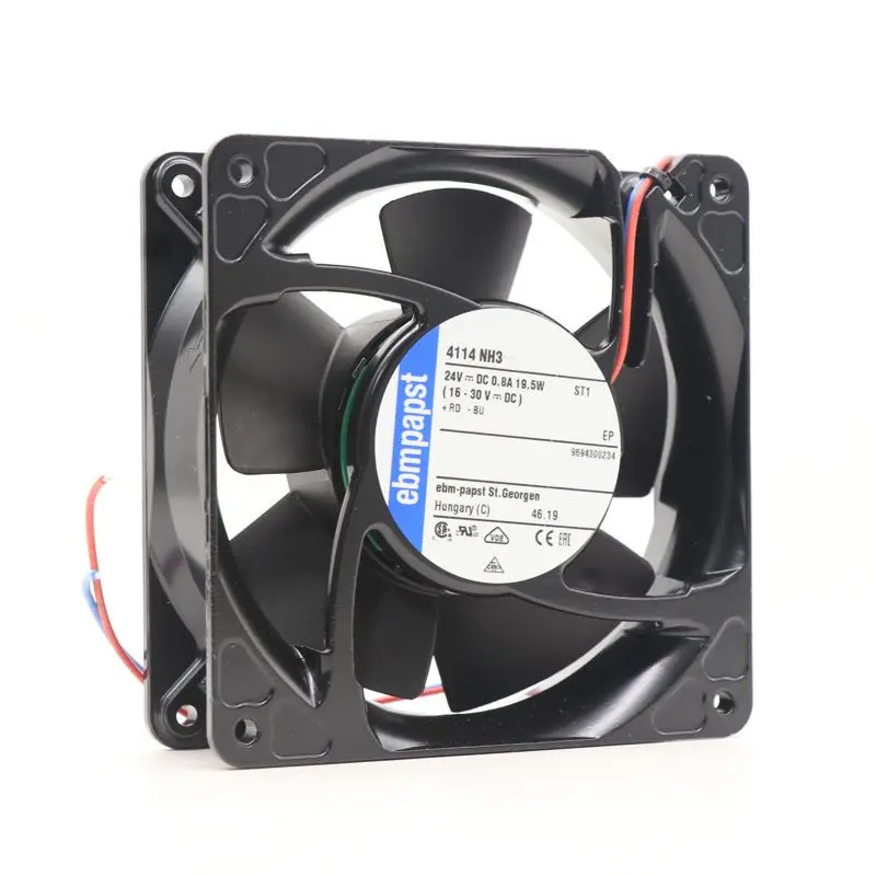 Ebmpapst 4114NH3 4114NH4  4114NH5  24V DC 19.5W 0.8A 119*119*38mm 12cm Axial  Cooling Fan for Transmitter Inverter