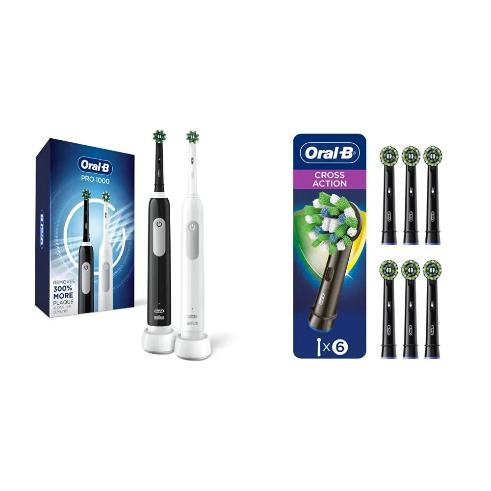 Hot sale Oral. - B Pro 1000 CrossAction Electric Toothbrush, Black and White, 2 Count multiple color options