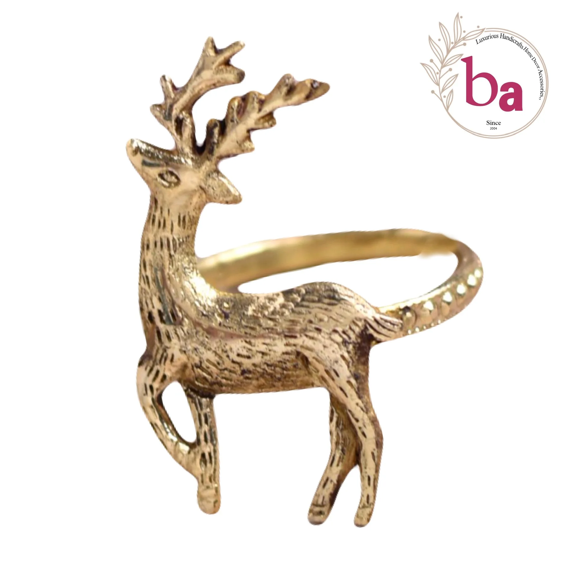 4Pcs/set Handicrafts Brass Reindeer Napkin Ring Table Accessories