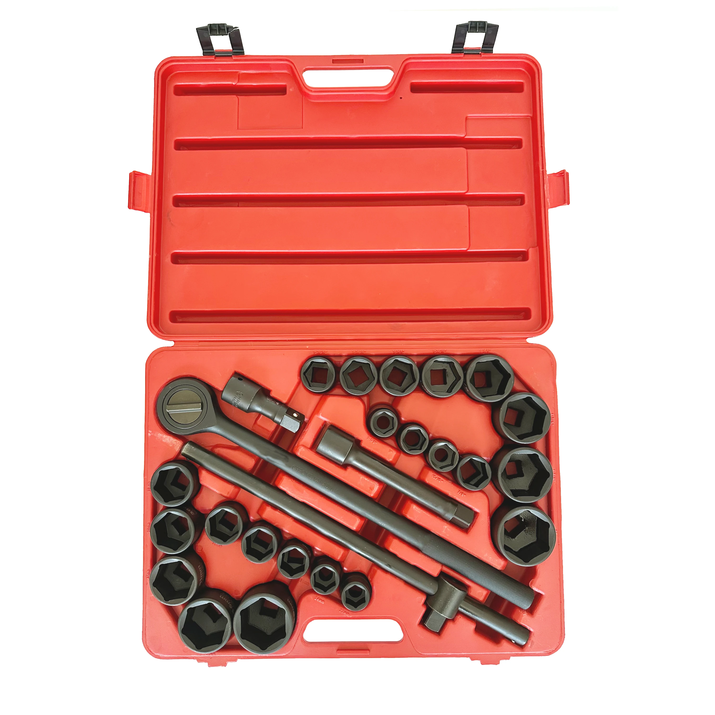 27 Pcs Impact Socket Set 3/4 inch Drive Metric SAE Standard Automotive Mechanic Tool Set