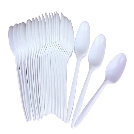 Disposable Spoons (Pack of 100) Clear Reusable Washable Tableware and Dinnerware White Ideal for Conferences Parties Events Exhi