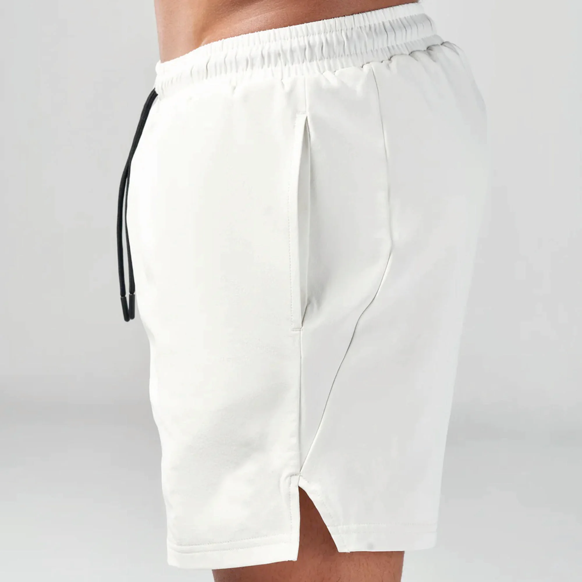 Lightweight Moisture Wicking Fabric White Essential 5 Inch Shorts with Contour Side Panels and Inner Mesh Pants