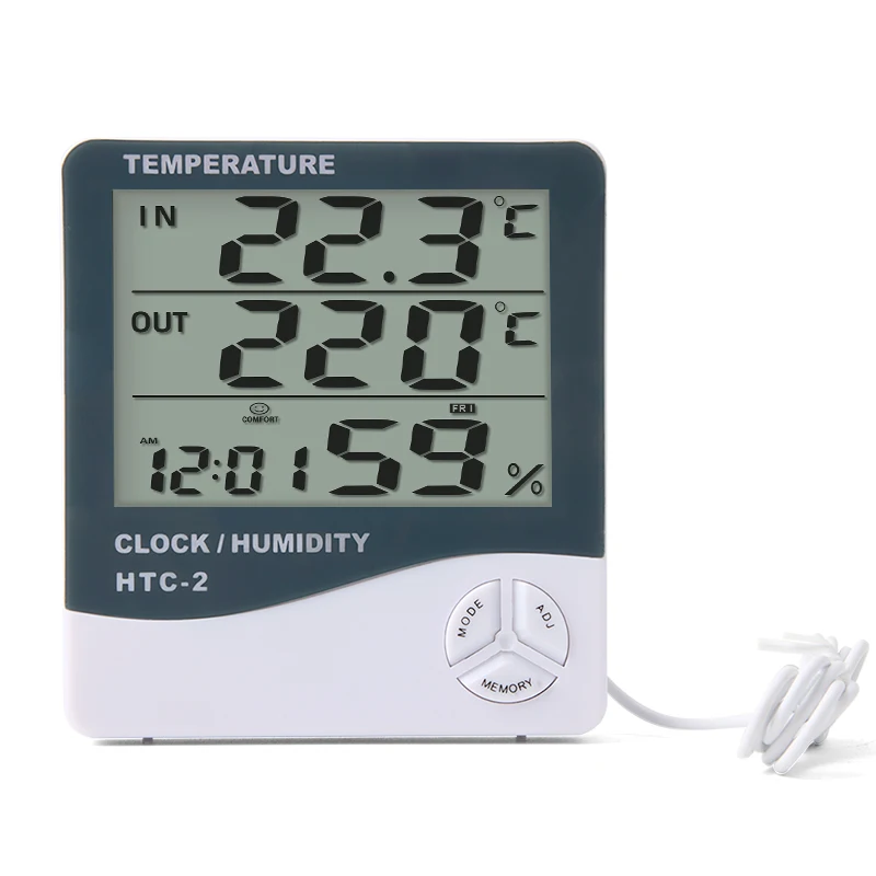Hot sale  Digital LED Thermometer & Hygrometer HTC-2  Humidity Temperature  Meter Weather Station Indoor Outdoor