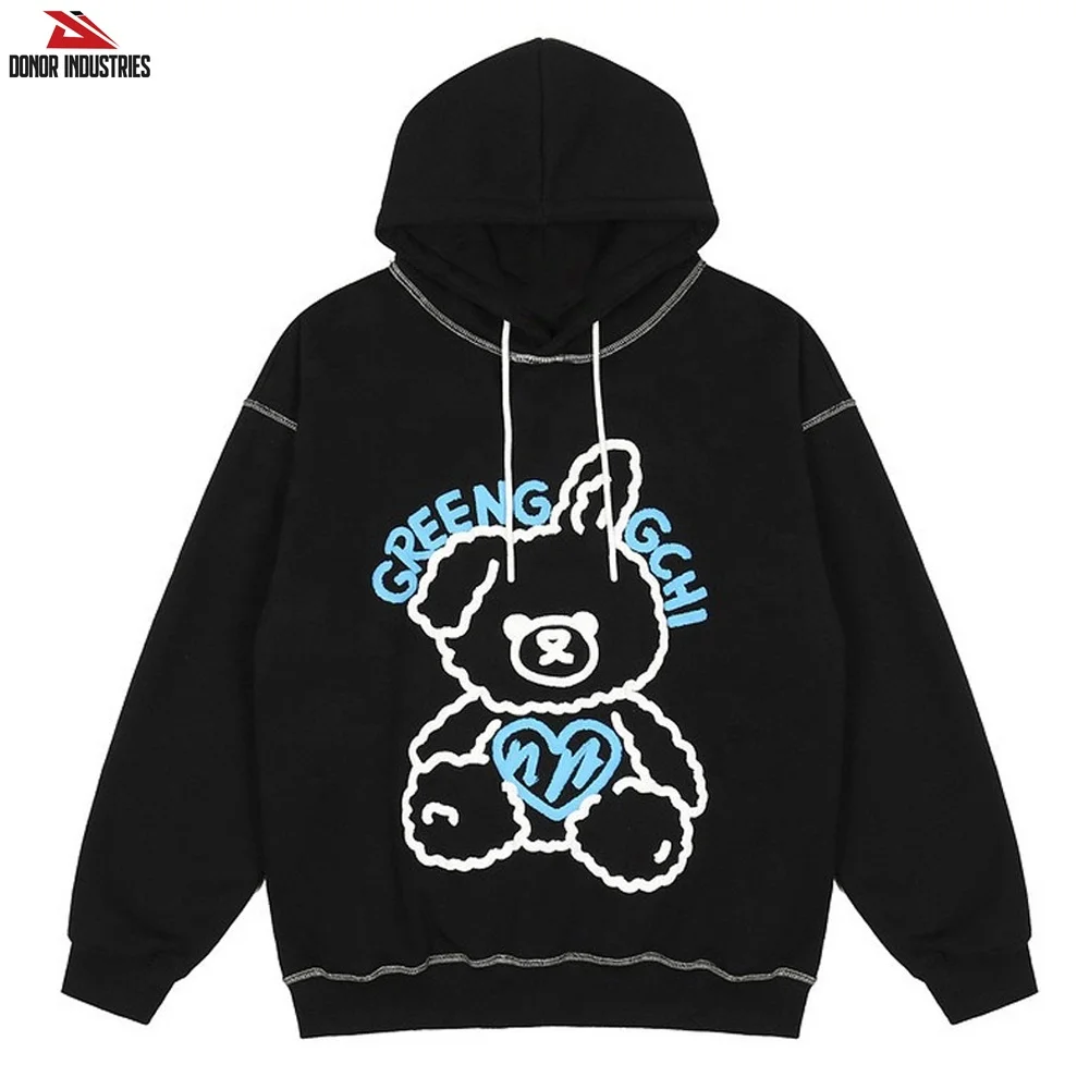 Wholesale Without Pockets Heavyweight Vintage Washed Custom Puff Print Hoodie High Quality Hooded Sweatshirts For Men And Women
