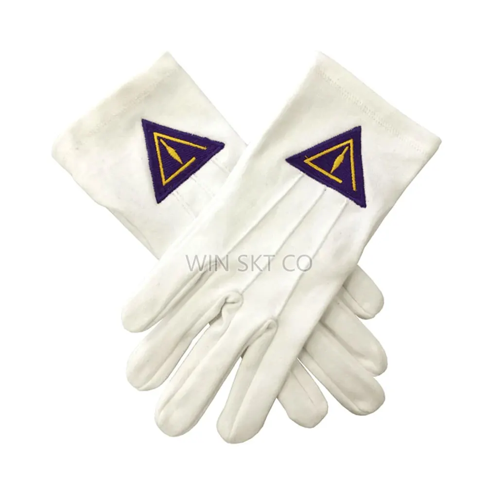 High Quality Cheap Masonic Gloves Wholesale Pure Cotton Masonic Regalia Gloves