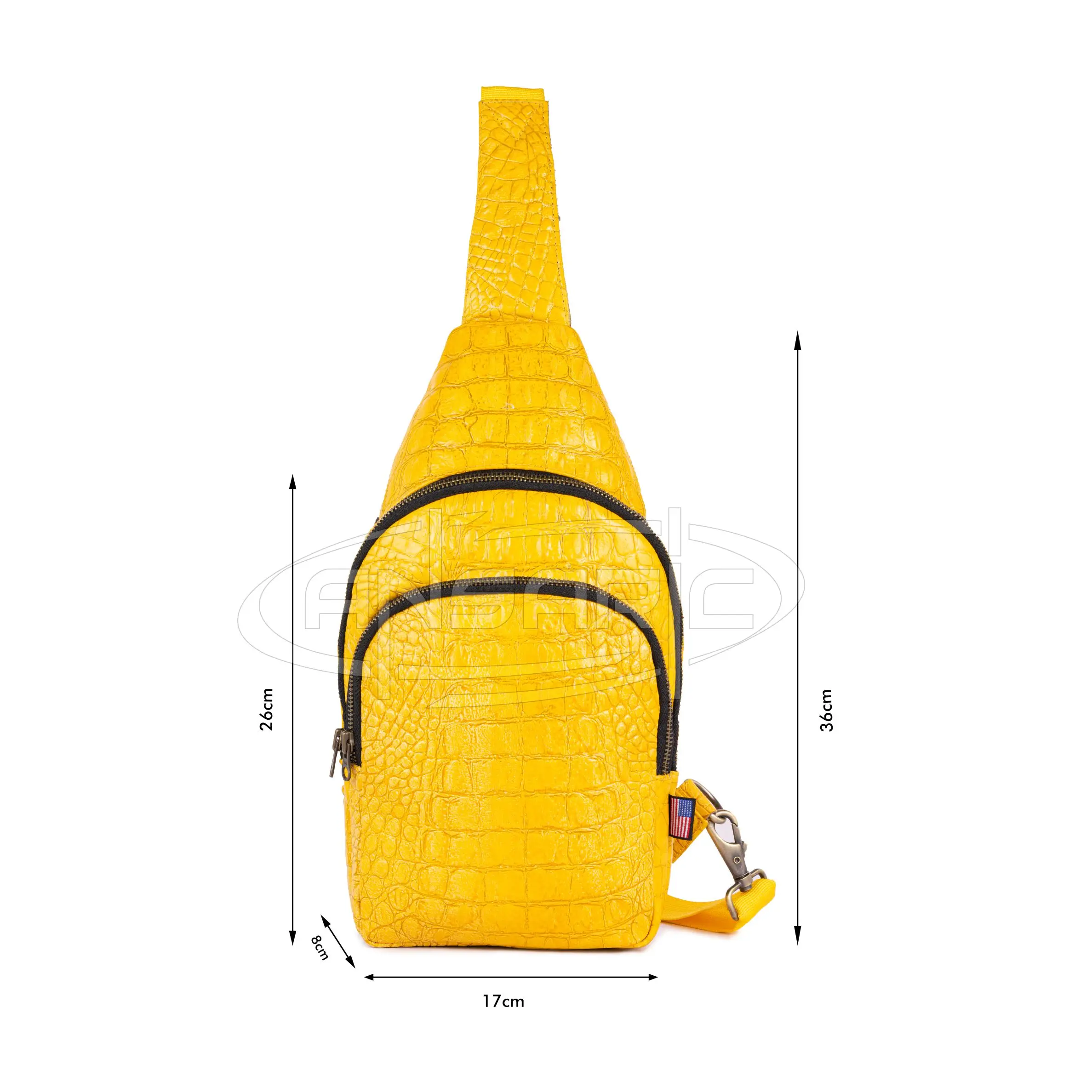 Genuine Cow Leather Embossed Crocodile Backpack Purse Travel Earphone Hole Cowhide iPad mini Crossbody Bag for Men and Women